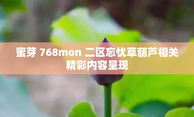 蜜芽 768mon 二区忘忧草葫芦相关精彩内容呈现