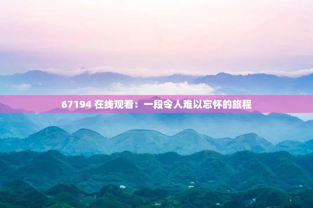 67194 在线观看：一段令人难以忘怀的旅程