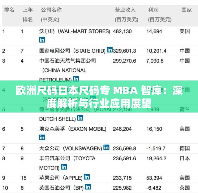 欧洲尺码日本尺码专 MBA 智库：深度解析与行业应用展望