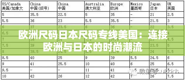 欧洲尺码日本尺码专线美国：连接欧洲与日本的时尚潮流