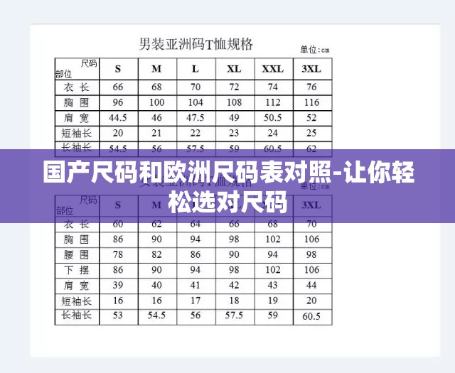 国产尺码和欧洲尺码表对照-让你轻松选对尺码