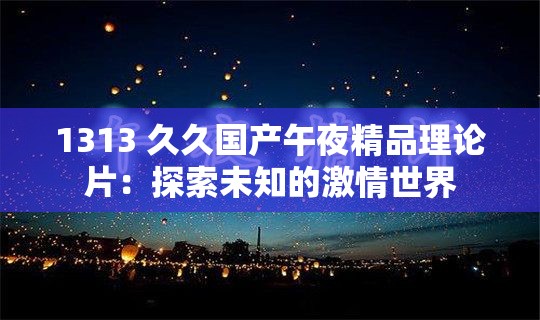 1313 久久国产午夜精品理论片：探索未知的激情世界