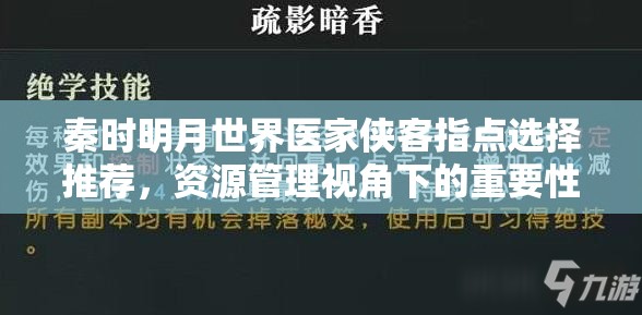 秦时明月世界医家侠客指点选择推荐，资源管理视角下的重要性及策略