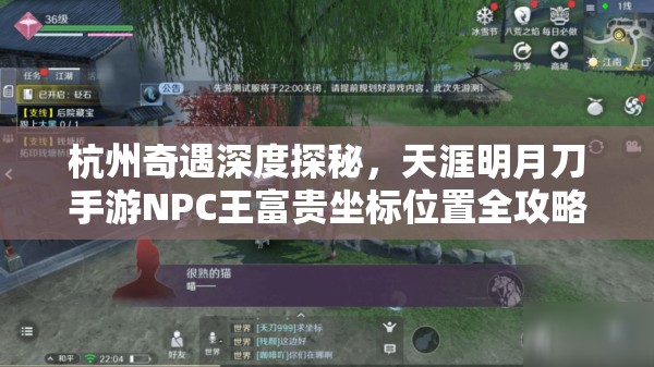 杭州奇遇深度探秘，天涯明月刀手游NPC王富贵坐标位置全攻略