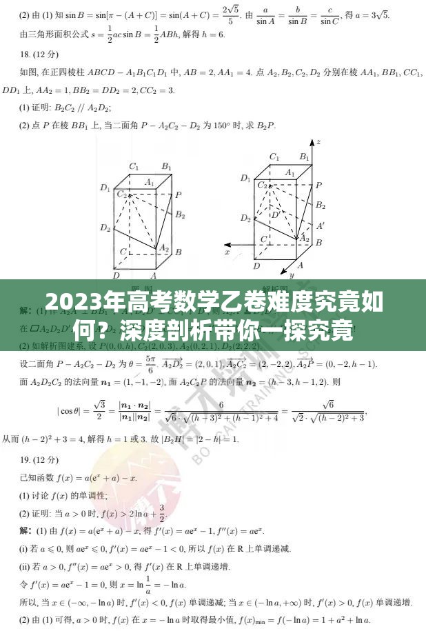 2023年高考数学乙卷难度究竟如何？深度剖析带你一探究竟