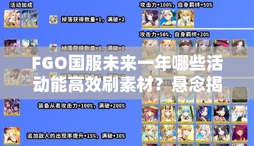 FGO国服未来一年哪些活动能高效刷素材？悬念揭晓！