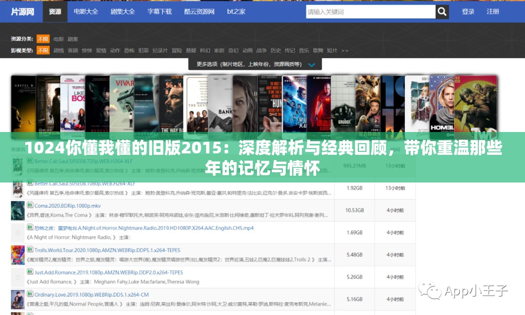 1024你懂我懂的旧版2015：深度解析与经典回顾，带你重温那些年的记忆与情怀