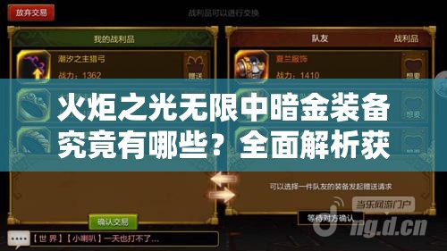 火炬之光无限中暗金装备究竟有哪些？全面解析获取攻略！