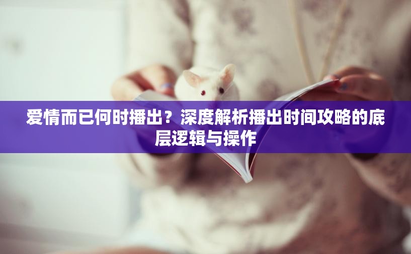 爱情而已何时播出？深度解析播出时间攻略的底层逻辑与操作