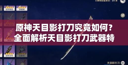 原神天目影打刀究竟如何？全面解析天目影打刀武器特性与效果